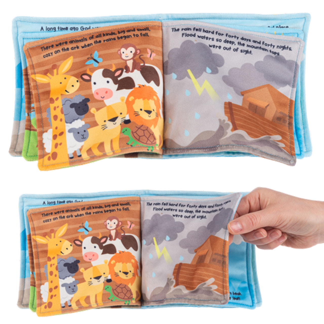 Inside pages of the Soft Noah's Ark Baby Book