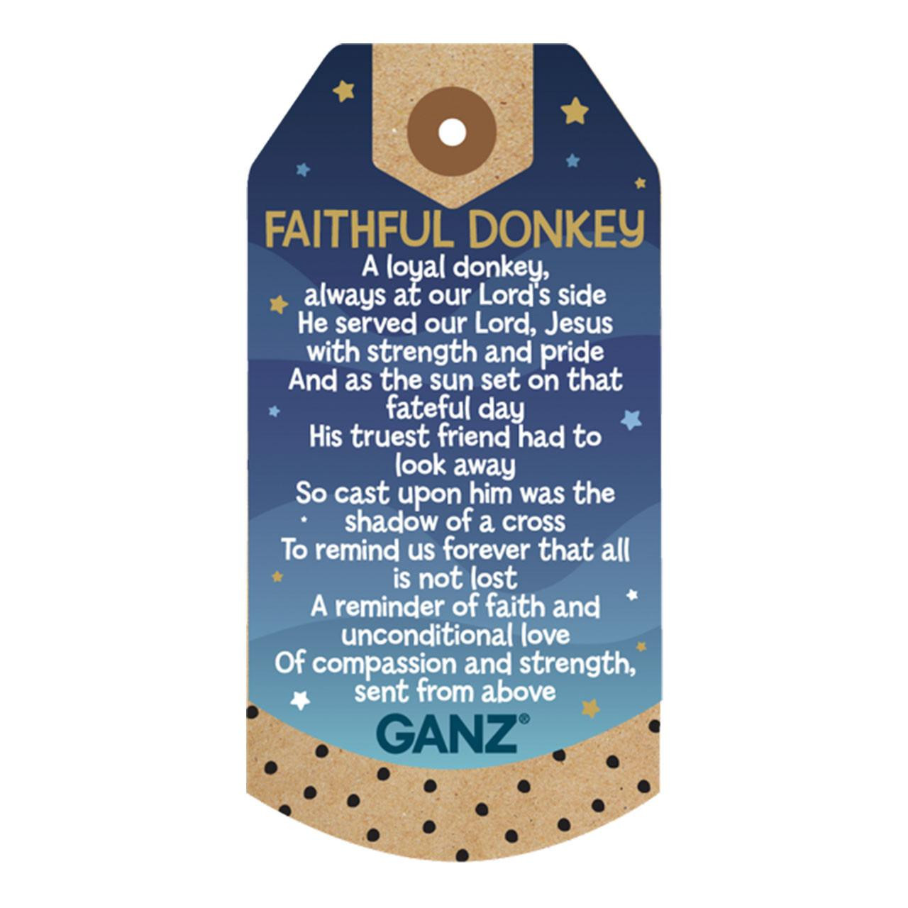 Plush Faithful Donkey story on the tag