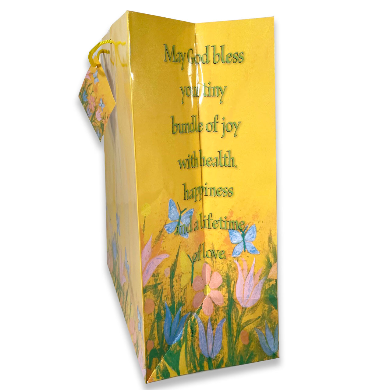 Side panels with verse on the Large New Baby Gift Bag