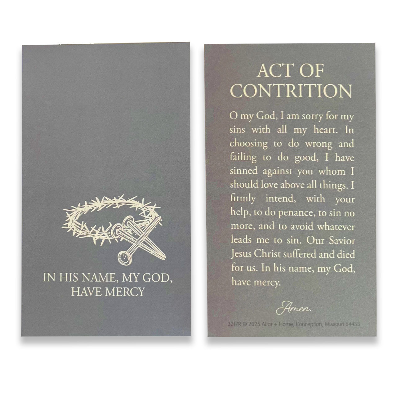 Act of Contrition Prayer Card