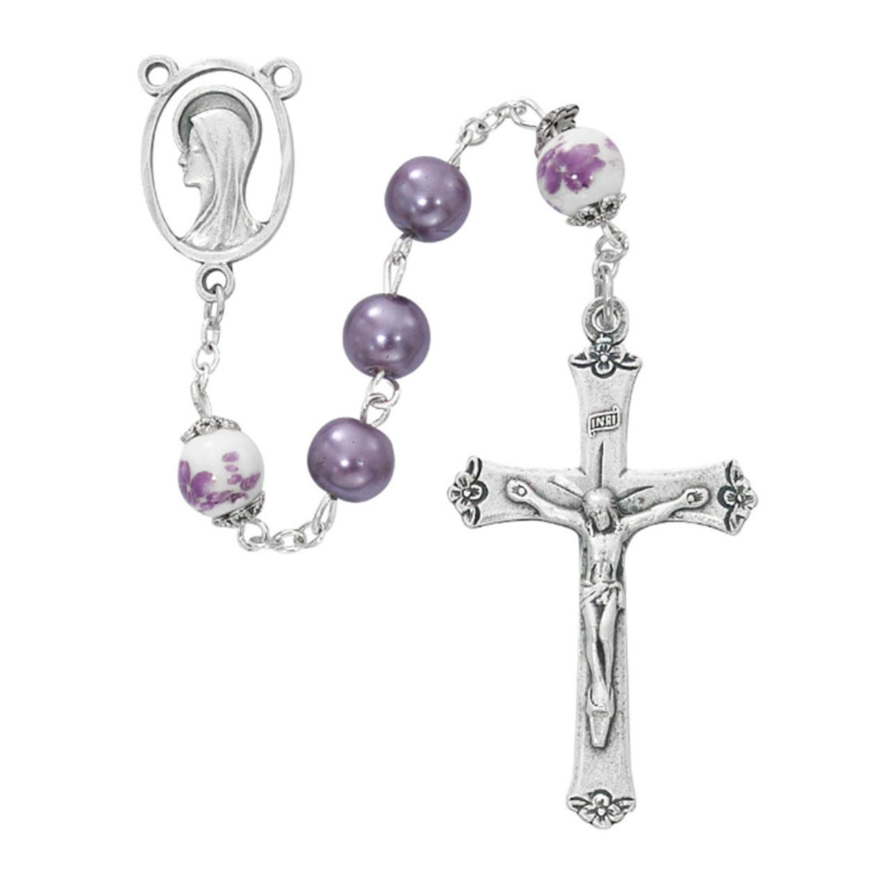 Detail of the Purple Pearl & Ceramic Rosary