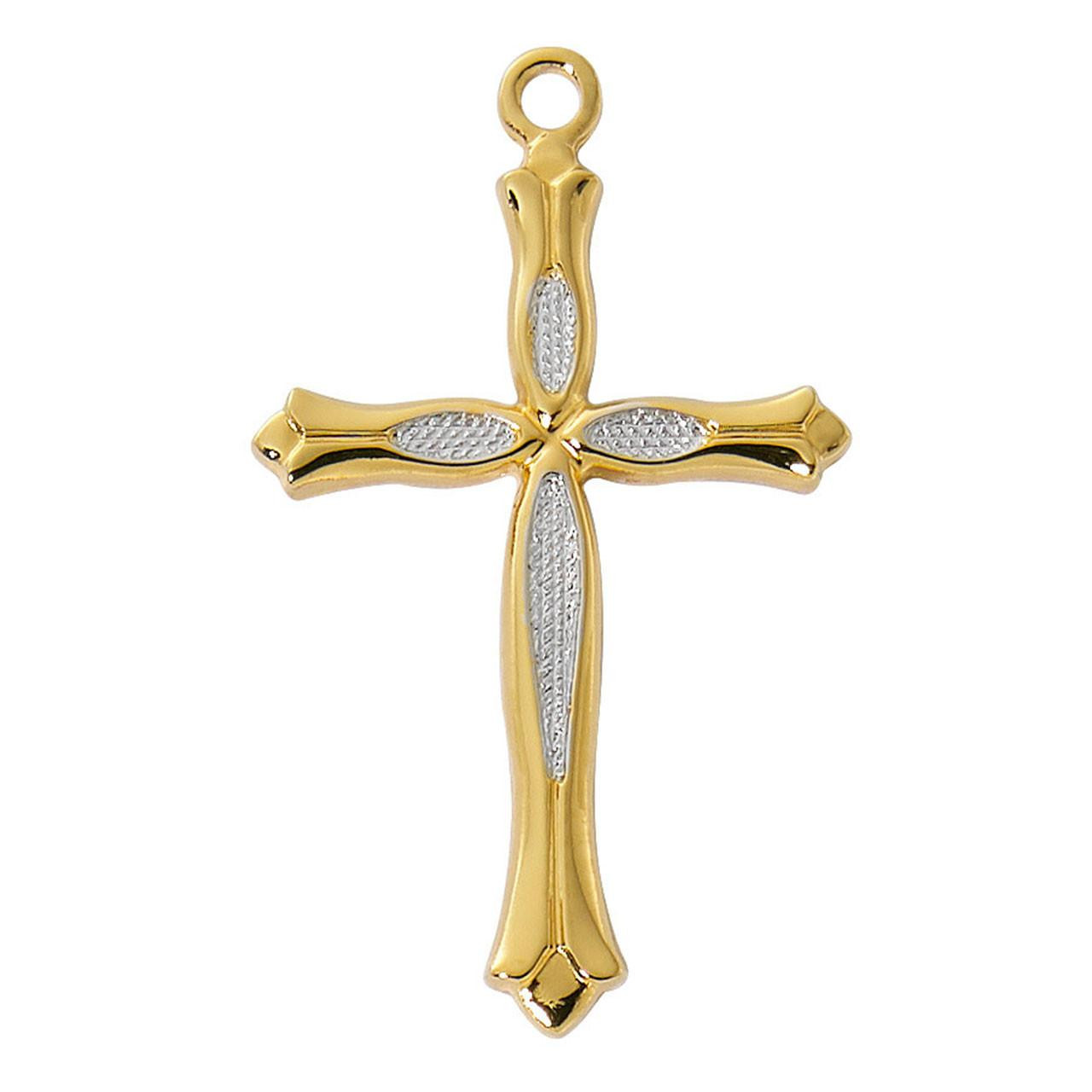 Detail of the Two Tone Cross Necklace 18IN