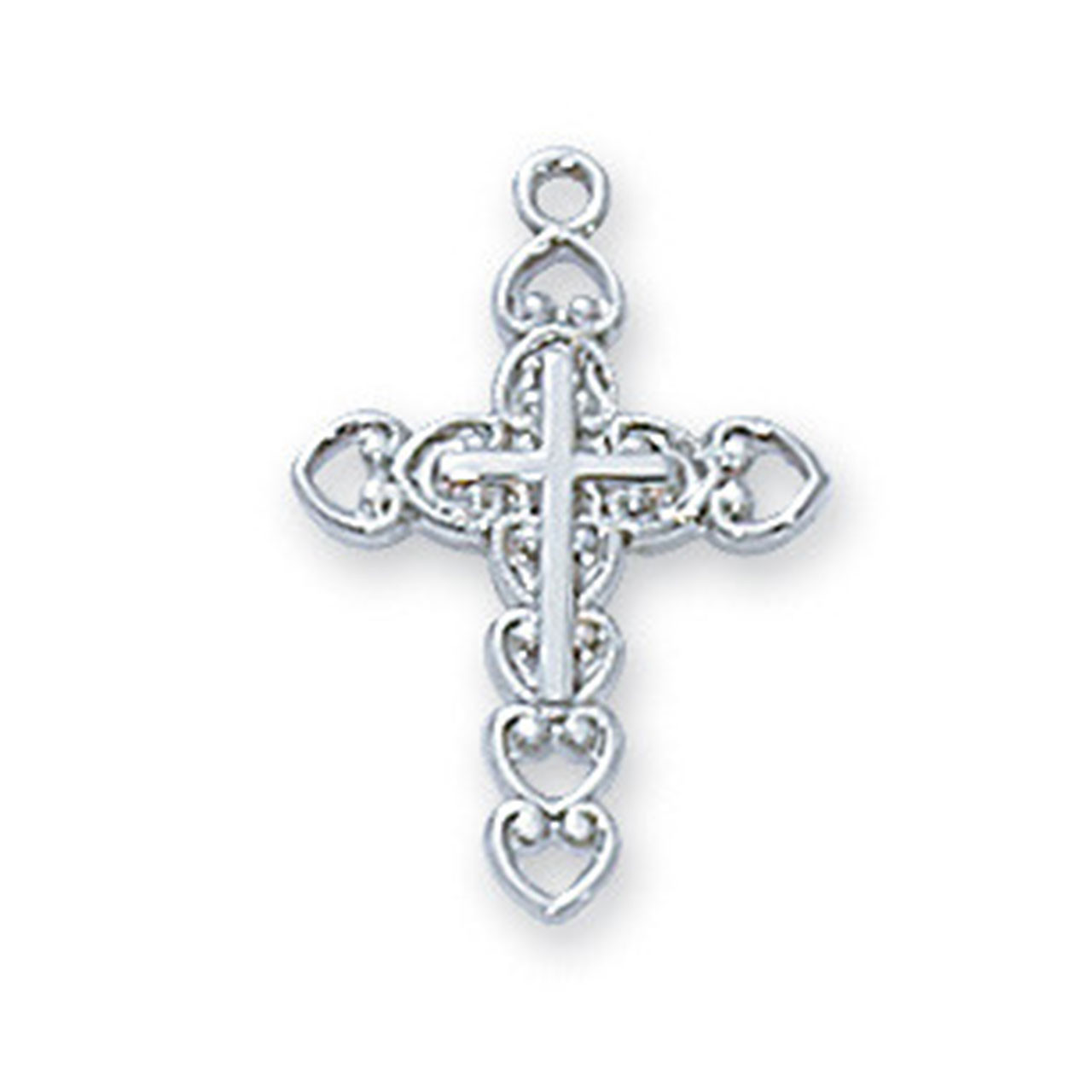 Detail of the 16IN Sterling Budded Cross Necklace