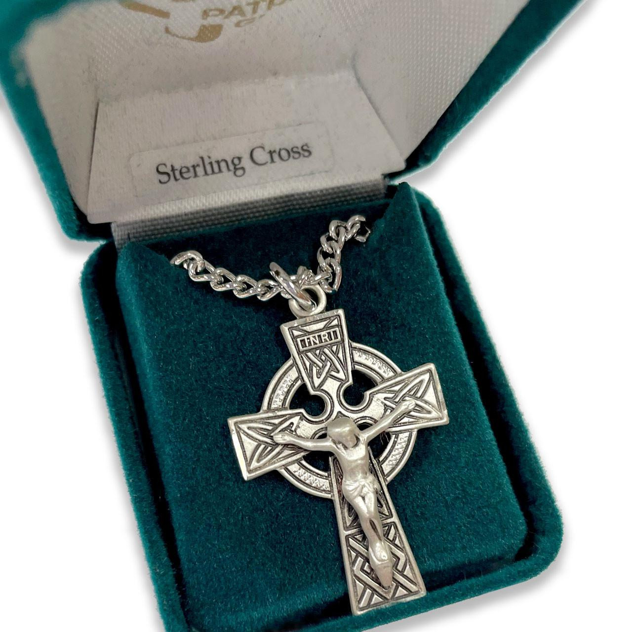 24IN Sterling Celtic Cross Necklace in the gift box
