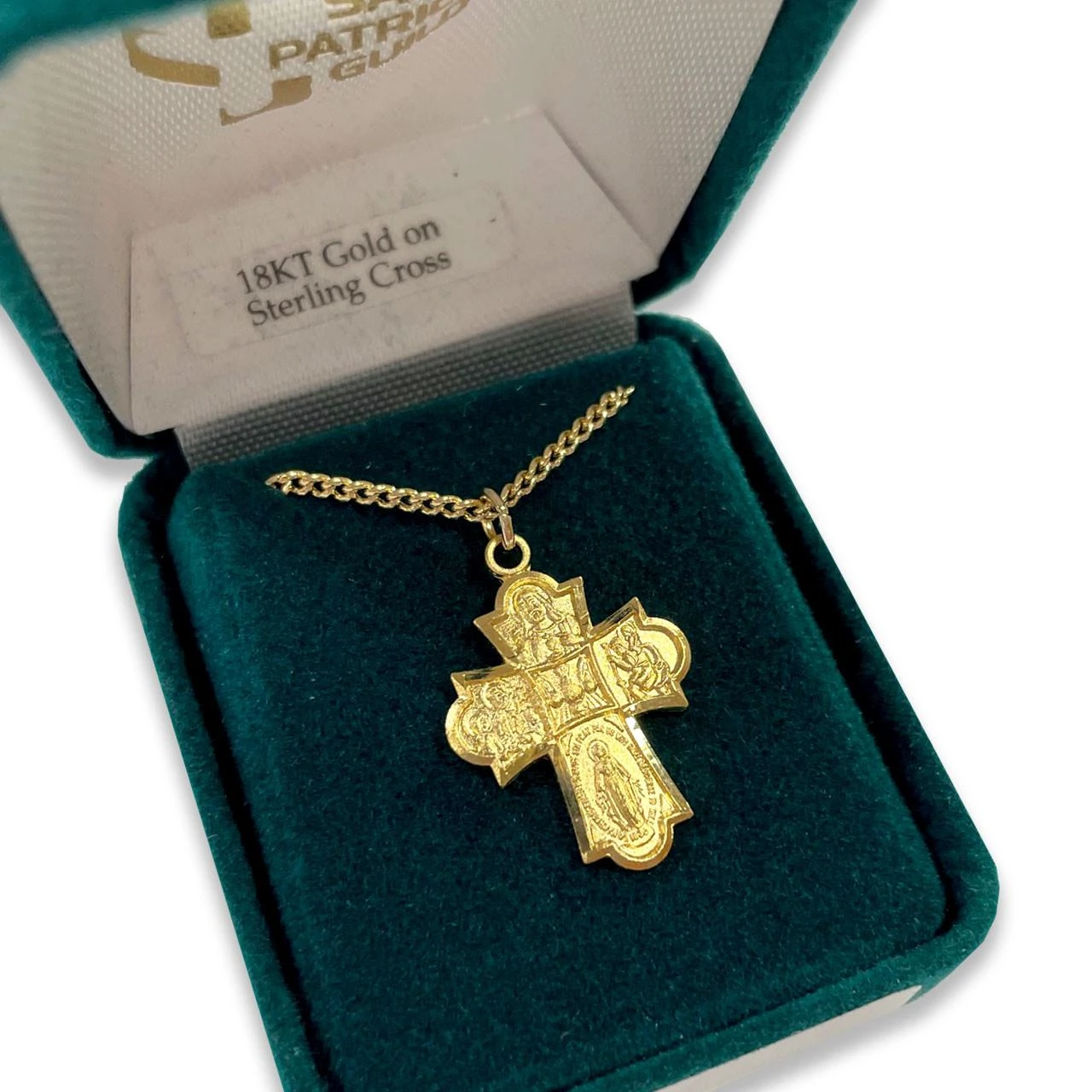 18IN Gold 4-Way Medal Necklace shown in the gift box