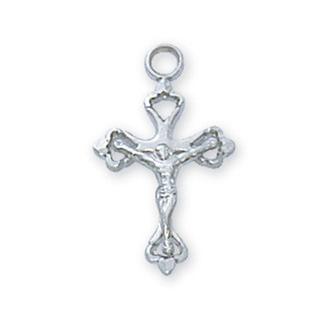 Detail photo of the 16IN Sterling Open Budded Crucifix Necklace
