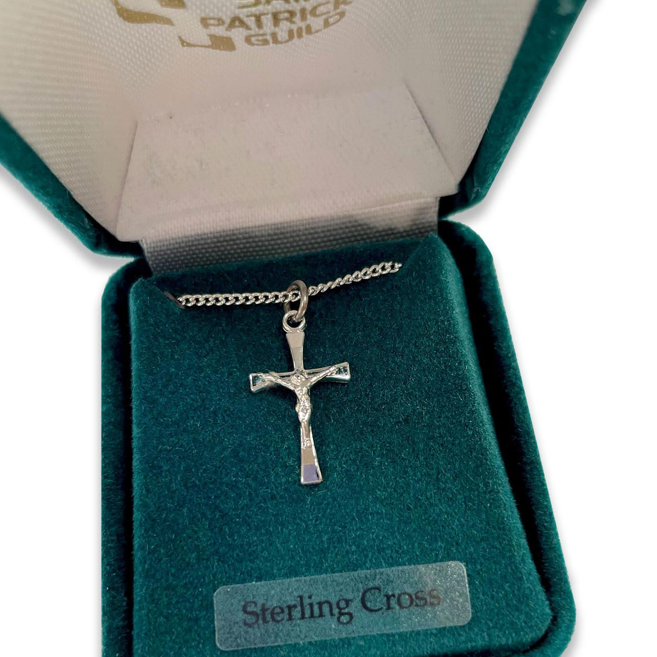18IN No INRI Sterling Crucifix Necklace in gift box