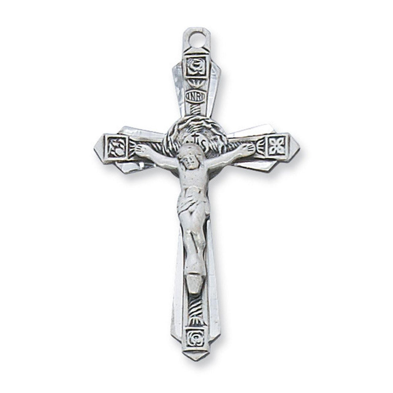 Detail photo of the 24IN Sterling Crucifix Necklace with Symbols