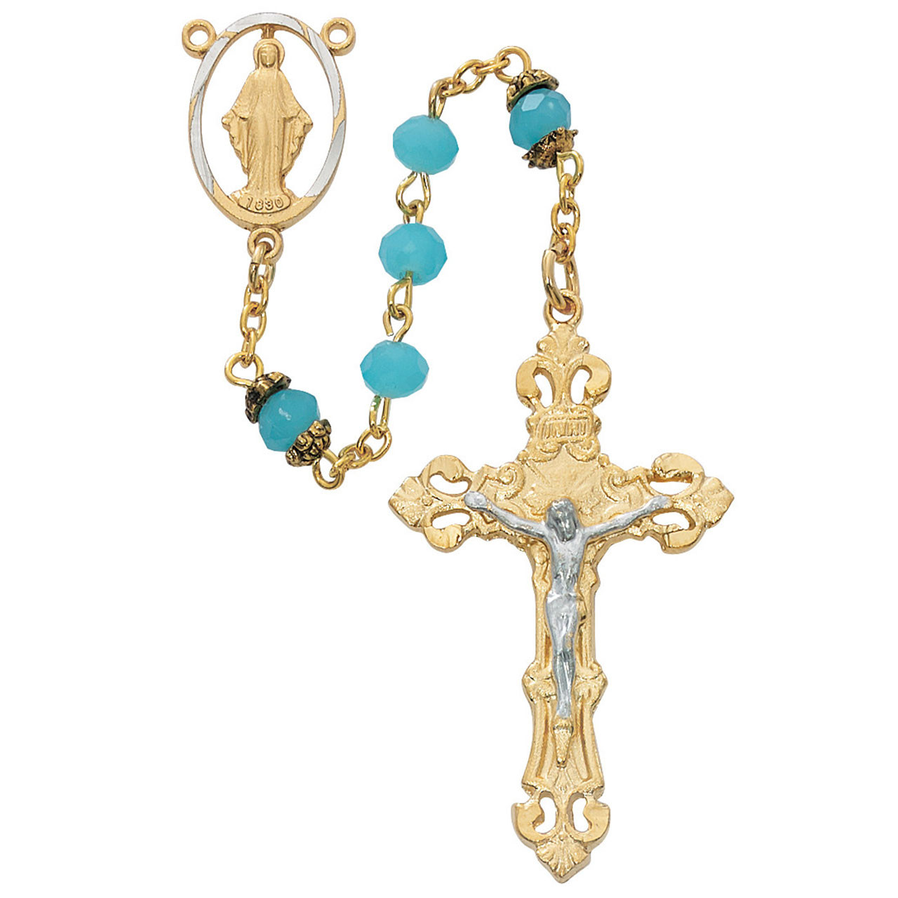 Detail photo of the Two Tone Aqua Rosary