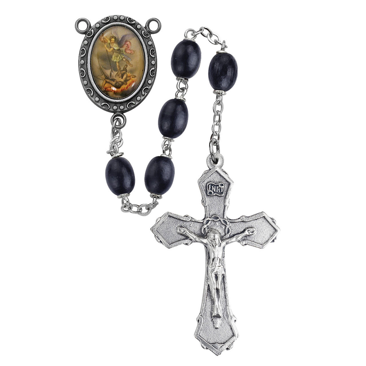 Detail photo of the Black Wood St. Michael Rosary