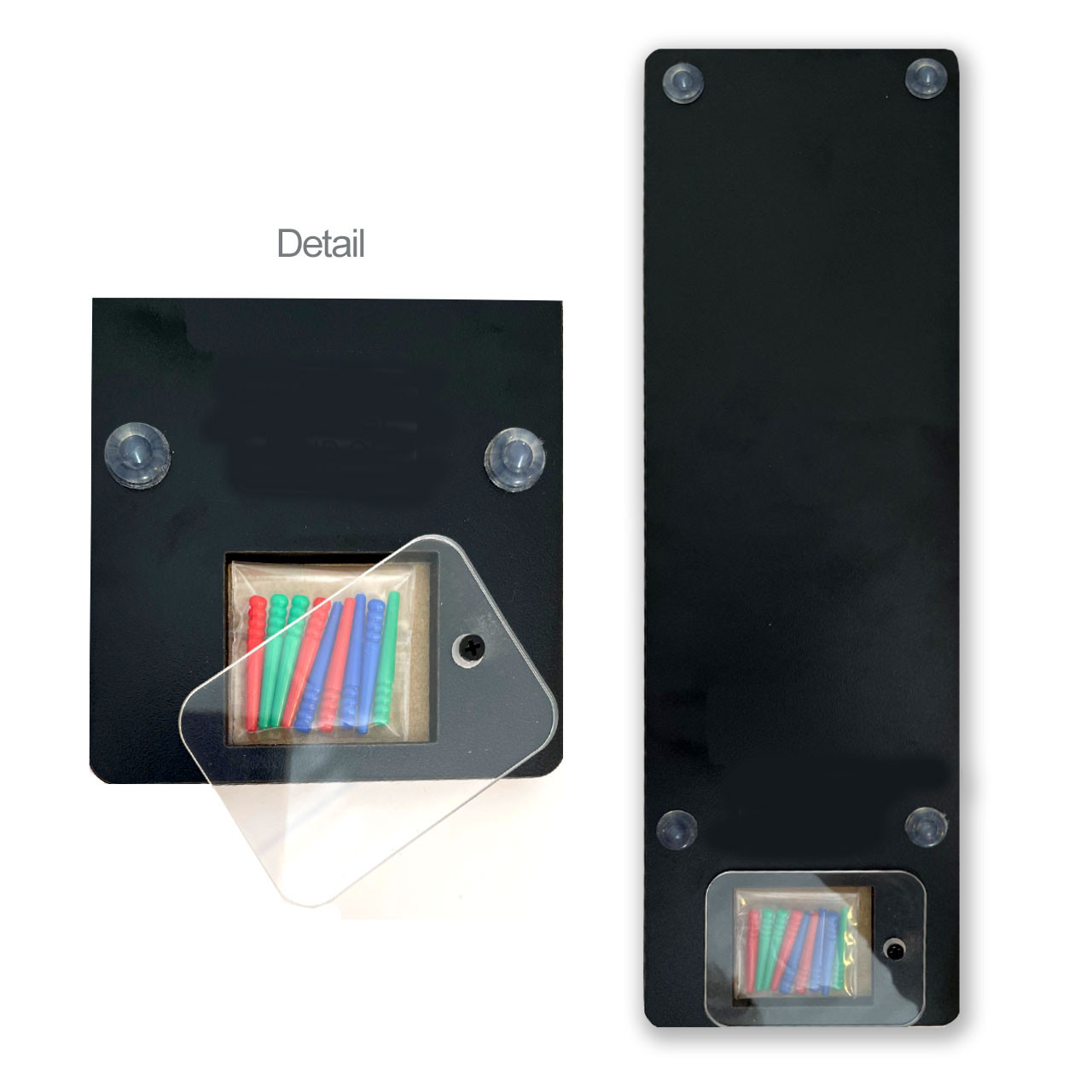 Back of the Minnesota Cribbage Board showing the peg storage area and rubber feet