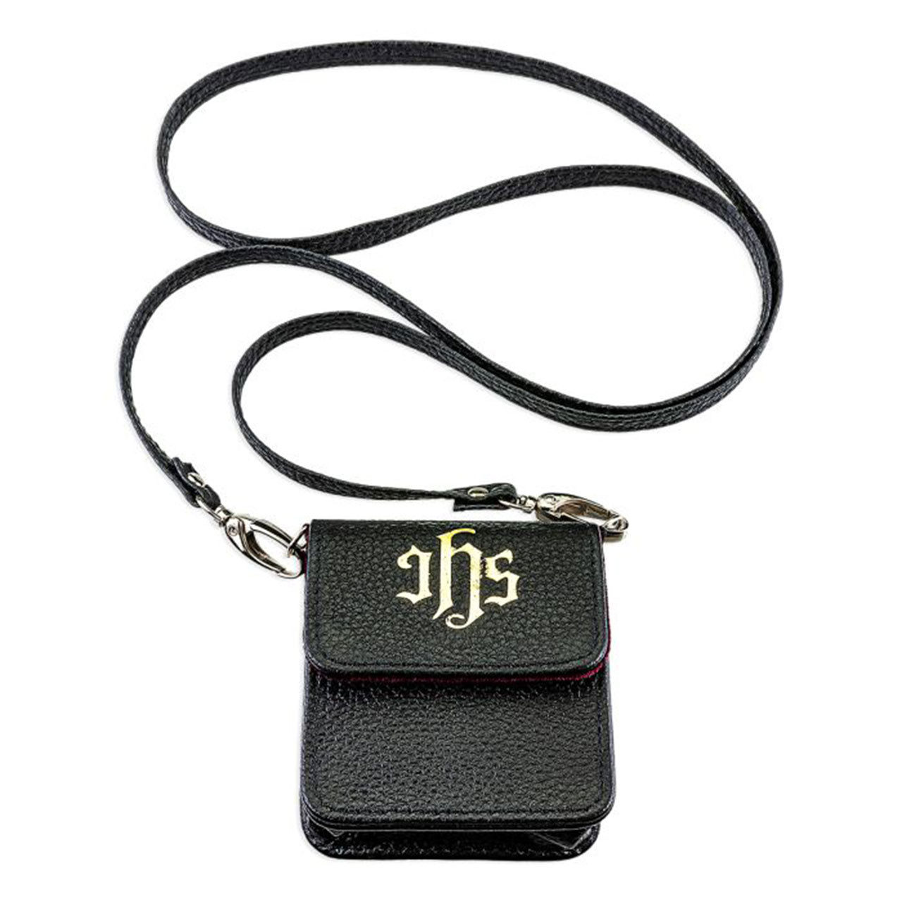 Black Genuine Leather IHS Pyx Case with removable strap