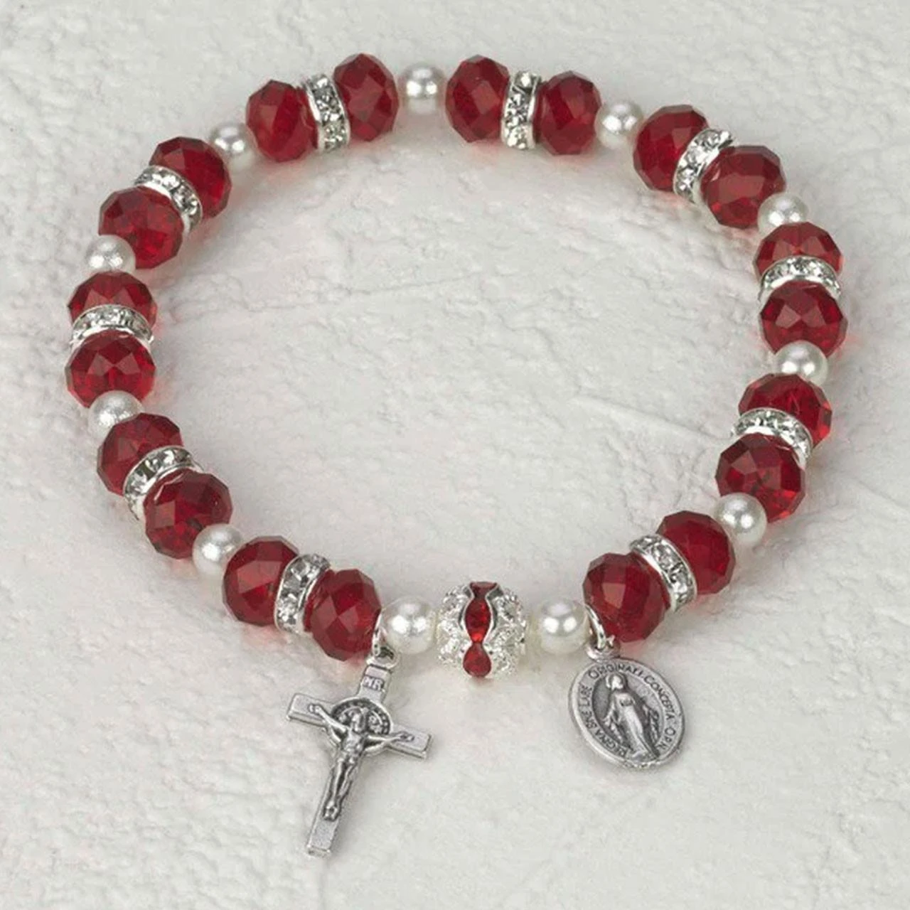 Red Genuine Crystal Rosary Bracelet made in Italy