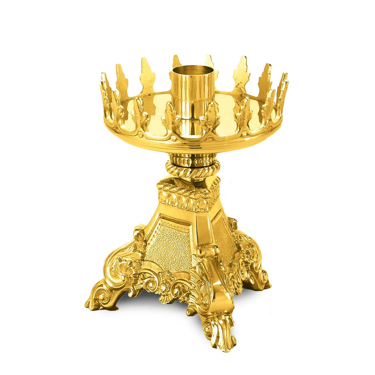 466S Candlestick w/Fleur De Lis Accents Brass