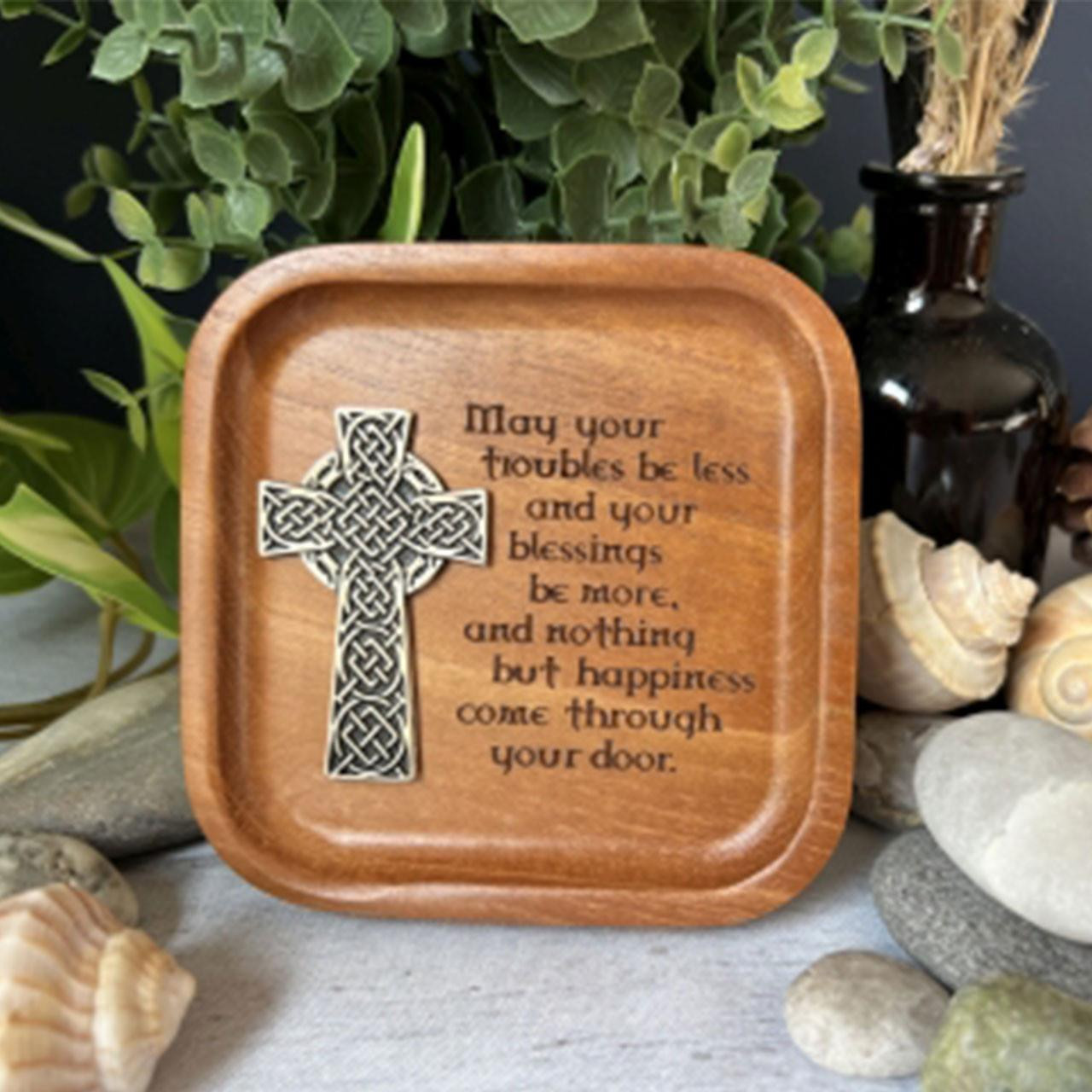 Cedar Celtic Cross Trinket Tray