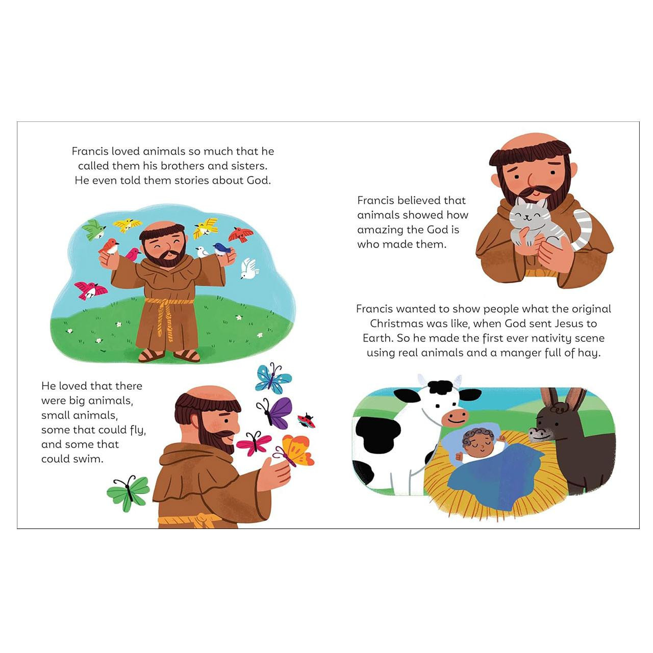 More illustrations and text from inside The Saint Who Loved Animals Board Book