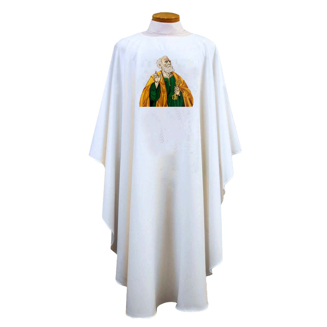Saint Peter Chasuble from Beau Veste Collection of Saints Series - Pure White
