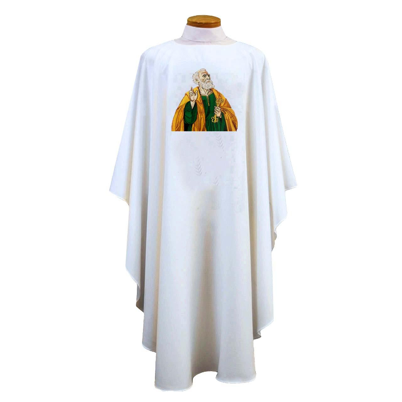 Saint Peter Chasuble from Beau Veste Collection of Saints Series - Pure White