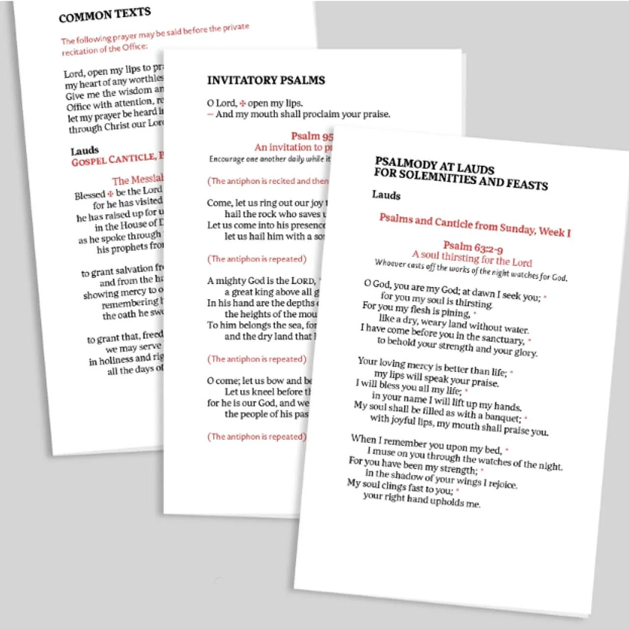 Interior page samples of the 2nd Ed. Vol. I Liturgy of the Hours