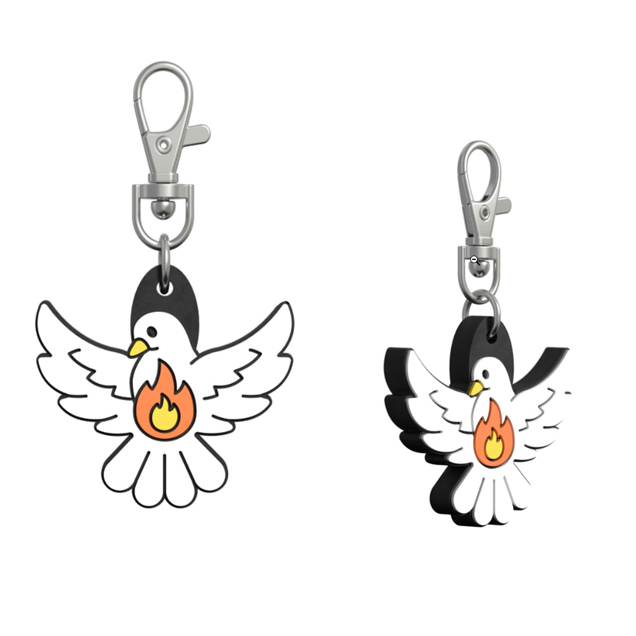 Front and side views of the Holy Spirit Tiny Saints Charm