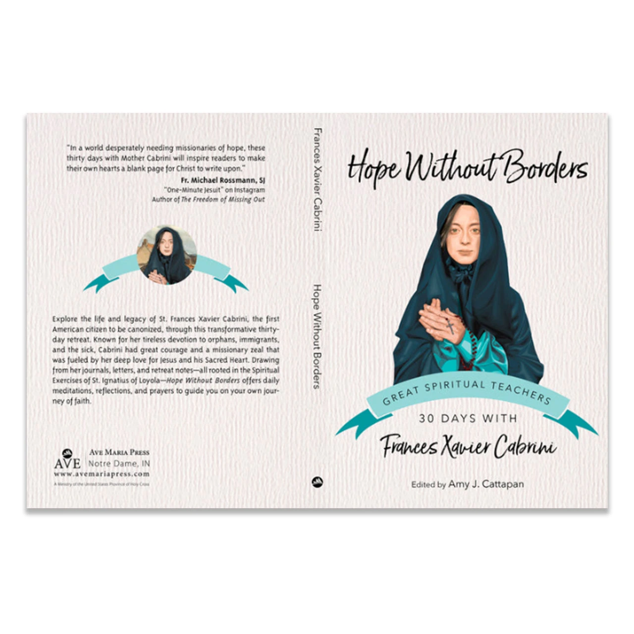 Both back and front cover of Hope Without Borders by Frances Cabrini