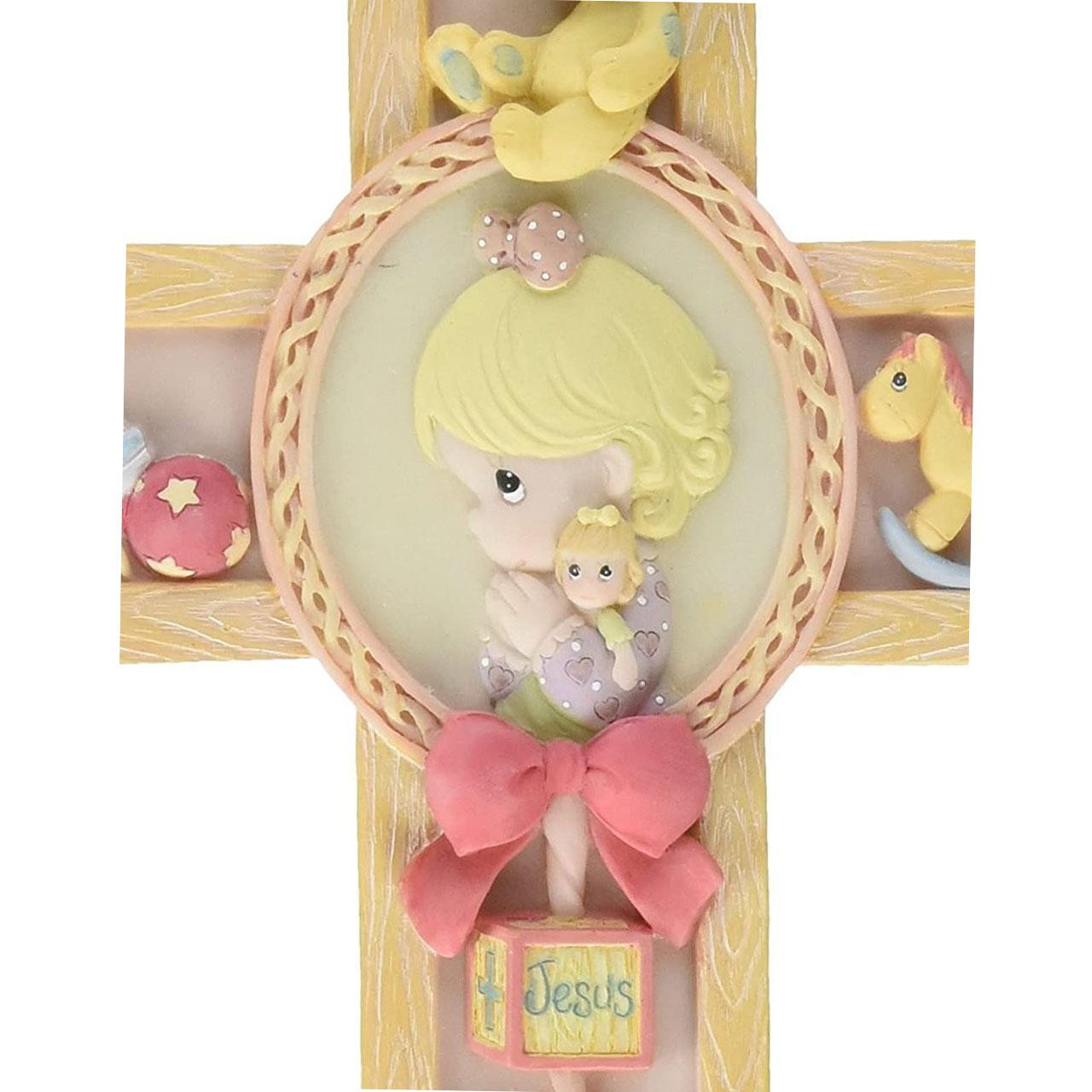 Girl's Precious Moments Baby Wall Cross detail