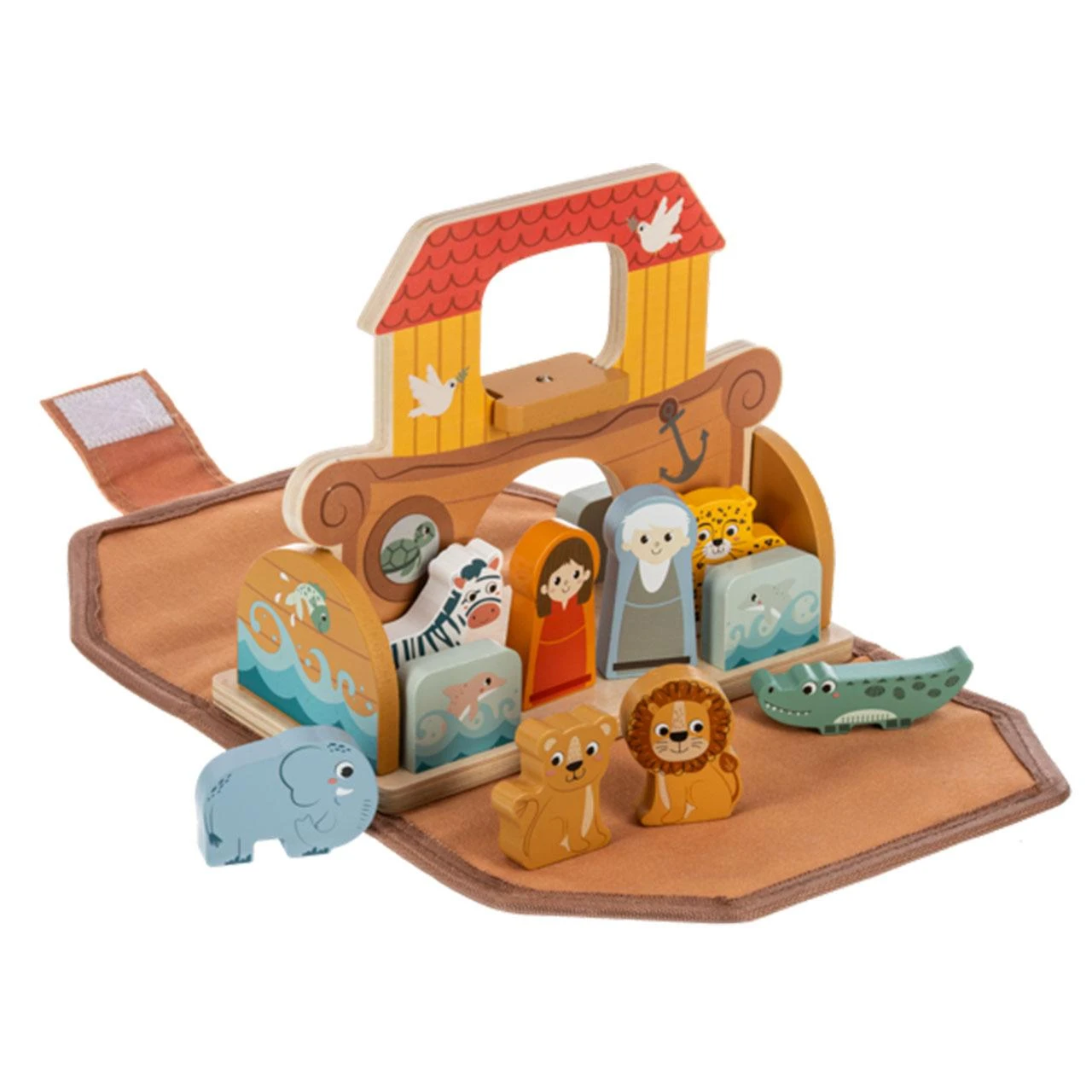 Wood Noah's Ark Set Toy showing all the pieces