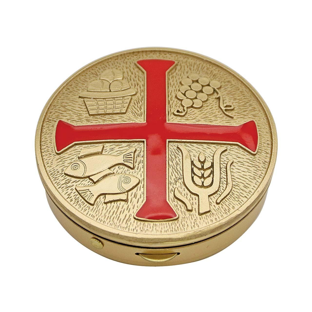 K110 Pyx Brass w/Red Enamel Cross | 4 Size Options