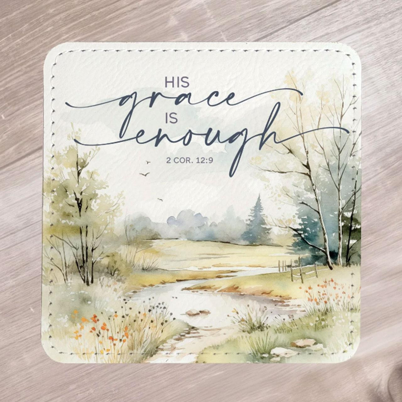 Inspirational Landscape Coaster Set "His Grace is Enough"
