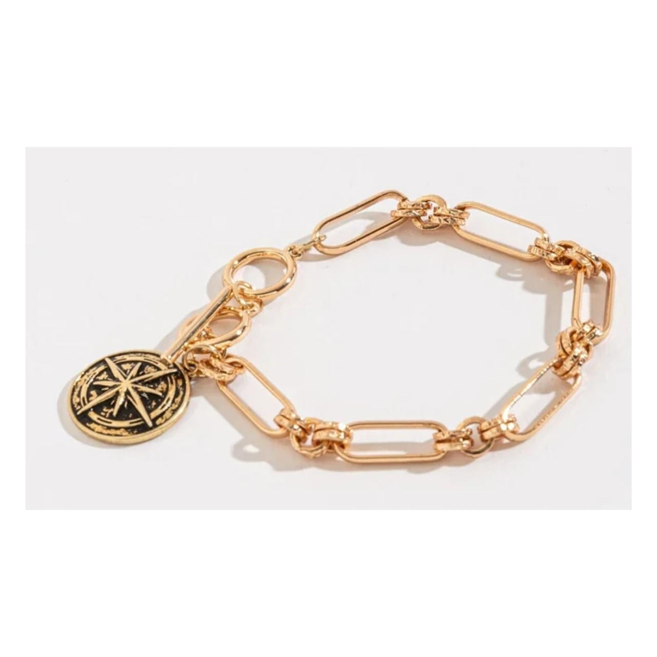 Compass Toggle Bracelet in Gold tone