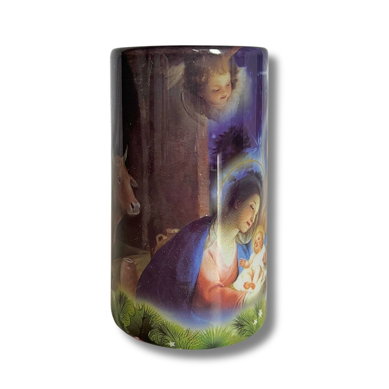 Left side of Nativity LED Candle