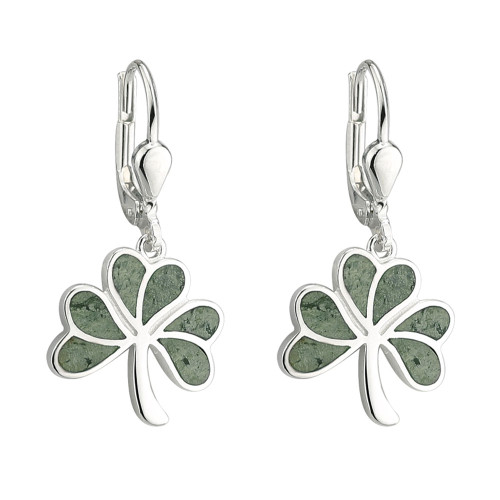 Celtic Connemara Marble Shamrock Earrings