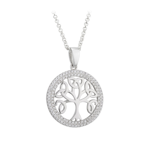 Irish Celtic Tree of Life Pendant with Cubic Zirconia