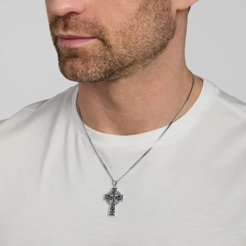 Double-Sided Celtic Cross Pendant in Sterling Silver