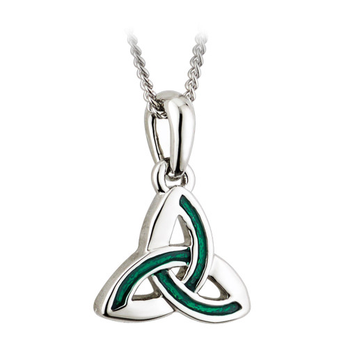 Silver and Green Celtic Trinity Knot Pendant