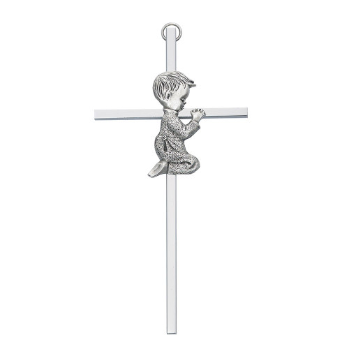 Nickel Plated Baby Boy Wall Cross 6"