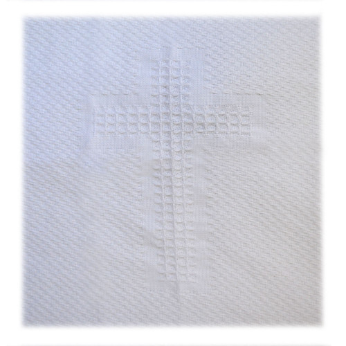 White Baby Blanket With Cross Design