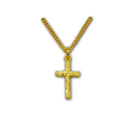 Diamond Kids Cross Necklace set in 9ct Yellow Gold