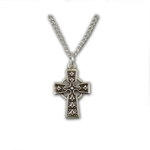 Sterling Silver Celtic Cross Necklace for Baby, 13 Inch Chain