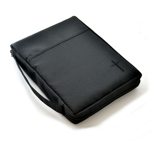 Bible Cover Black Canvas with Cross