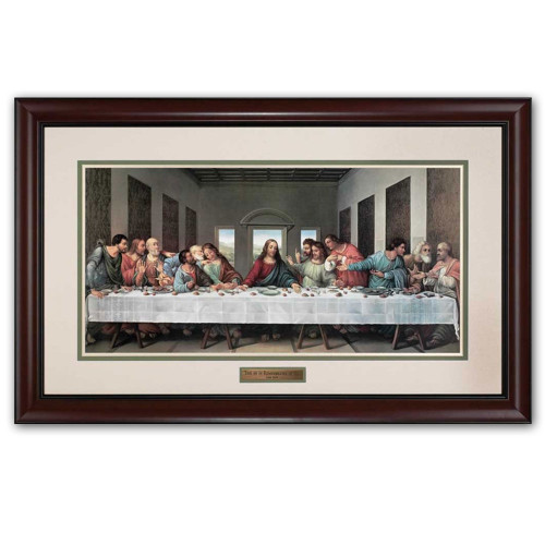 DaVinci Last Supper Cherry Frame 34x20 | St. Patrick's Guild