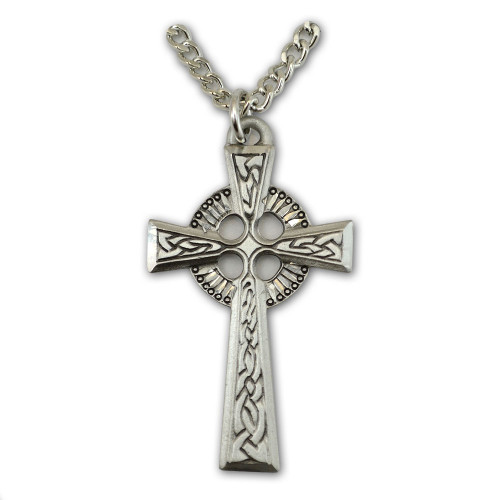 Pewter Celtic Cross Necklace, 24 Inch Chain