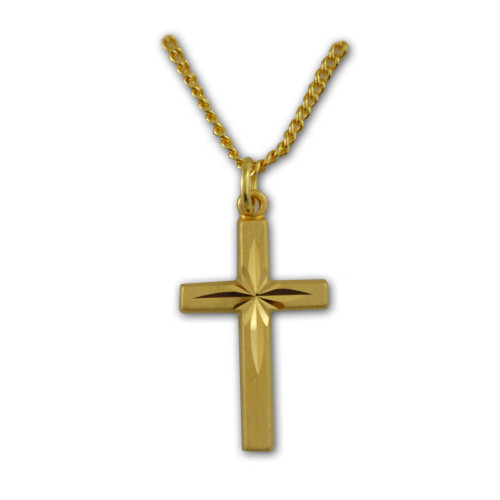 Gold Starburst Cross Pendant