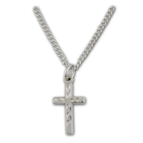 Sterling Engraved Cross Pendant on 16" Chain