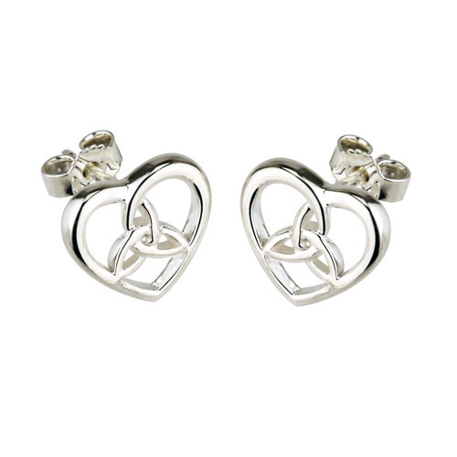 Sterling Silver Trinity Knot Heart Earrings