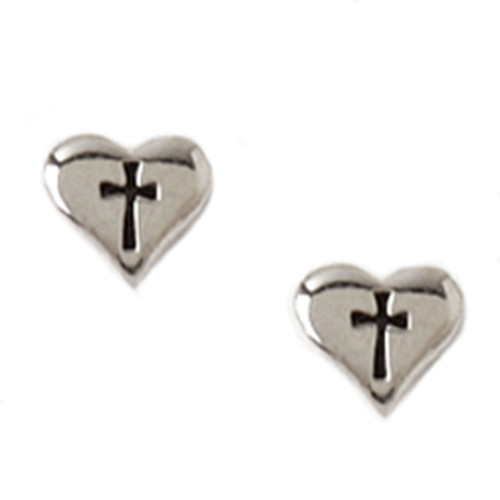 Pair of Heart with Cross Earrings
