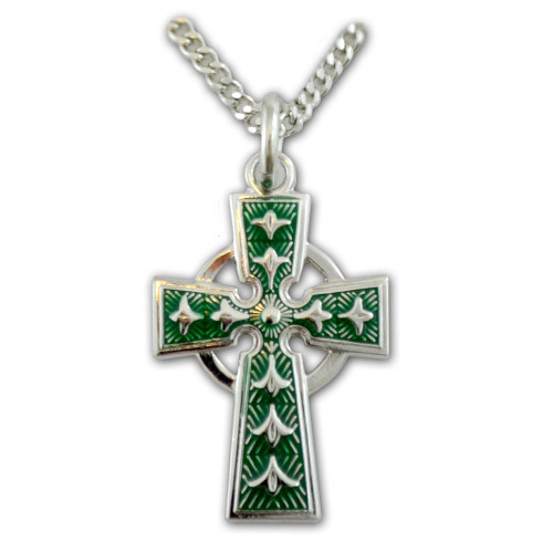 Necklace Celtic Cross w/Enamel Detail 18 IN Chain | St. Patrick's