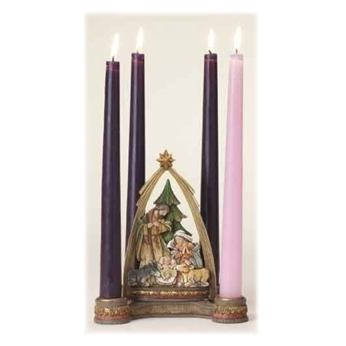 Advent Wreath Nativity with Arch measuring 6-1/4"H