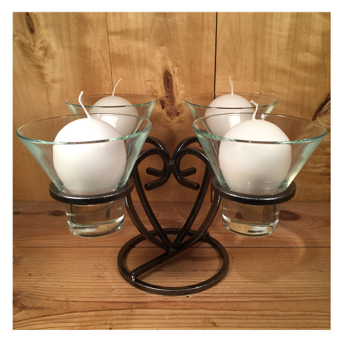 Danish Iron Candle Holder/Advent Wreath that includes 4 glass cups; White Candles not included
