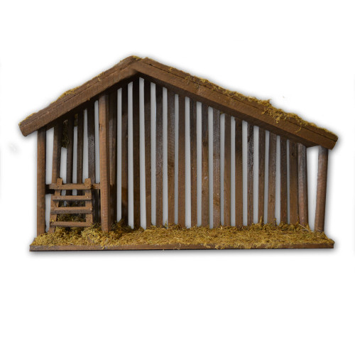 7" x 25" Wood Stable with Moss